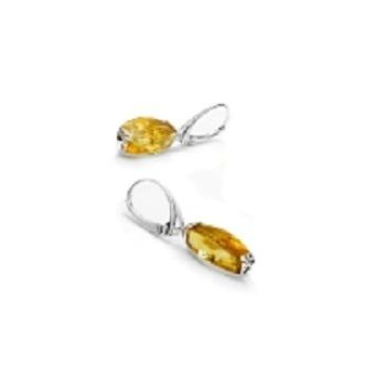 Boucles d'oreilles ambre citron et argent.