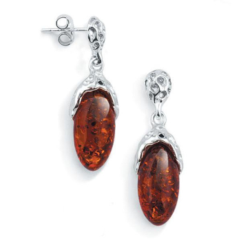 Boucles d’oreilles Ambre Cognac et Argent - Accessoire Élégant