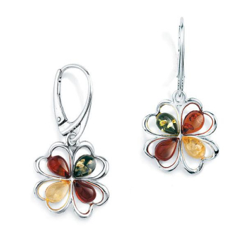 Boucles d'oreilles ambre et argent