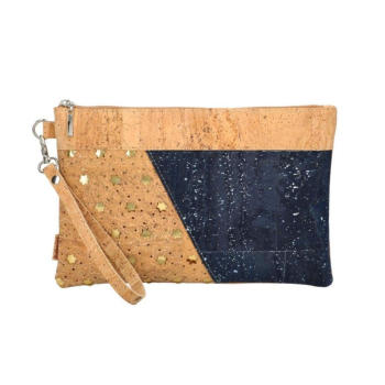 Pochette en liege "Stars Bleu"- Trousse à maquillage Vegan