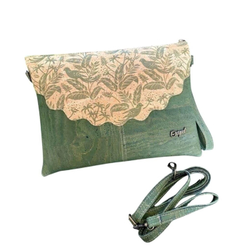 Sac bandoulière en liège "Green Bird Kaki"