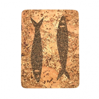 Dessous de plat rectangle en liège naturel artisanal "Sardine Naturel"
