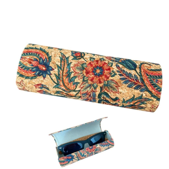 Etui à lunettes en liège "Rectangle Plume de Paon"