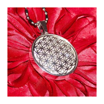 Fleur de Vie argent titane cristal blanche 12 composants  32mm