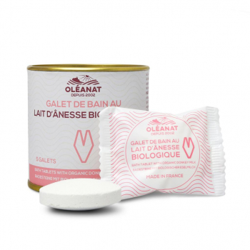 Galet de bain au lait d'ânesse biologique - 5 x 25g - OLEANAT