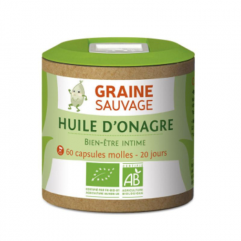 Pilulier de 60 capsules d'huile d'onagre de la marque Graine Sauvage
