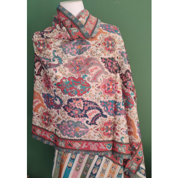 châle pure laine cachemire Pachemina kalamkari 