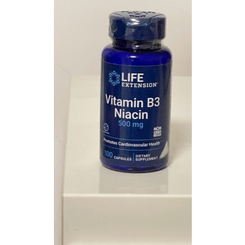 Vitamine B3  Niacine - 500 mg - 100 gélules - Life Extension 