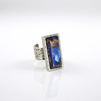 Bague orgonite rectangle Léa lapis lazuli