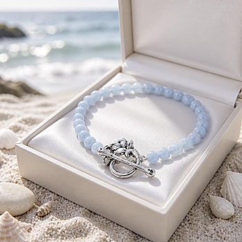 Bracelet Feuille calcédoine bleue