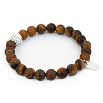 Bracelet oeil de tigre miel et perle strass
