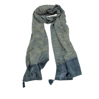 Echarpe Foulard Soie Pigments naturels BLEU  / Collection Inoubliable Caresse 
