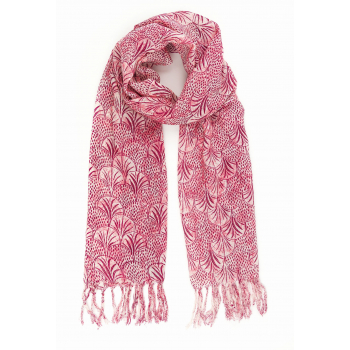 Echarpe laine rose/blanc