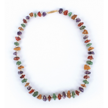 Collier pierres variées, Métal et perles de laiton, L env. 46 cm, 