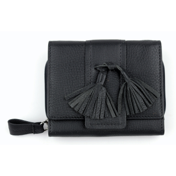 Portemonnaie cuir noir, Cuir de buffle nappa, 11,5 x 9 cm, 