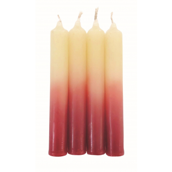 S/4 bougies beige/rouge