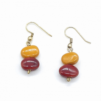 Boucles d'oreilles doré/rouge/jaune