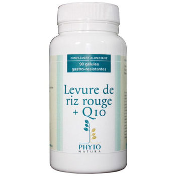LEVURE DE RIZ ROUGE + Q10 en 90 gélules gastro-résistantes de levure de riz rouge + 30mg de co-enzyme Q10