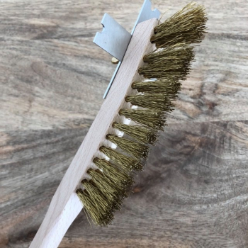 Brosse pour grille de barbecue avec racloir