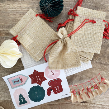 Kit pour faire son propre calendrier de l'avent en sacs de jute