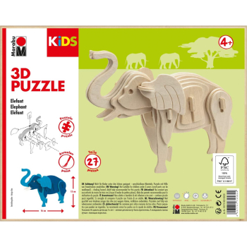 Puzzle 3D en bois à construire - Éléphant