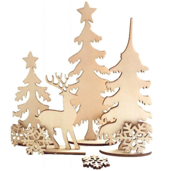 Kit de décoration en bois à construire - Forêt de Noël