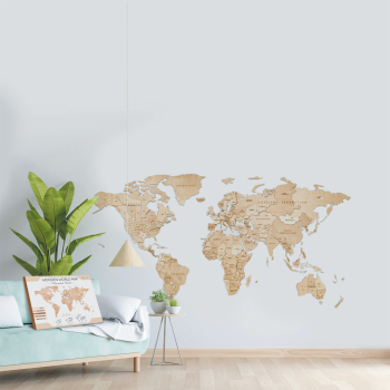Map monde murale en bois