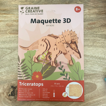 Maquette 3D en bois - Triceratops