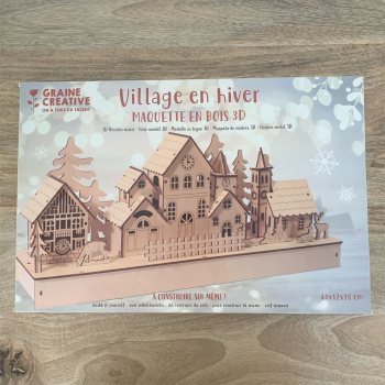 Maquette 3D en bois - Village d'hiver