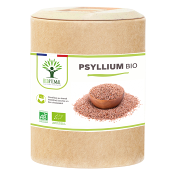 Psyllium Bio - Complément alimentaire - Digestion Transit Cholestérol - Fabriqué en France - Vegan - Certifié écocert - 200 gélules