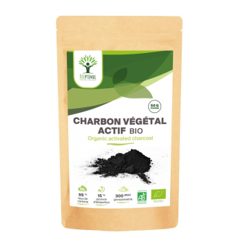 Charbon végétal actif bio en poudre - Digestion Cholestérol Peau - Conditionné en France - Vegan - Certifié écocert - 50g
