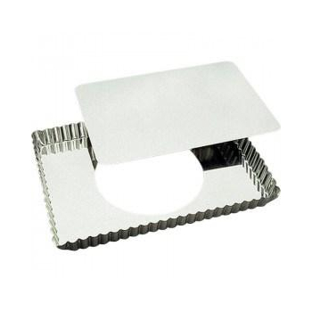 Moule à tarte rectangulaire cannelée en fer blanc avec fond amovible