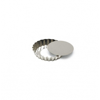 Moule à tartelette ronde cannelée avec fond mobile en fer blanc