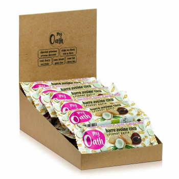 Lot de 17+3 Barres Avoine-Coco enrobée de chocolat Bio 50g - My Oath