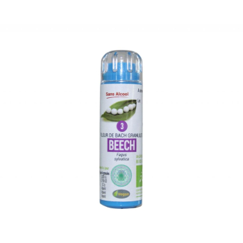 Fleur de Bach N° 3 BEECH ( Hêtre)  granules SANS ALCOOL 130 granules renforcé par la chromothérapie 