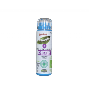 Fleur de Bach N° 8  CHICORY  (Chicorée )  Fleurs de BACH granules SANS ALCOOL 130 granules renforcé par la chromothérapie