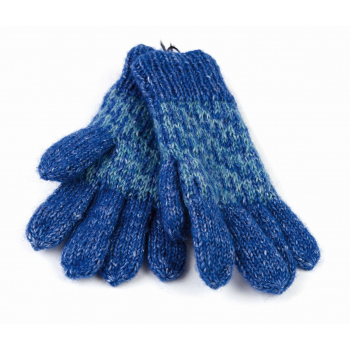 Gants à doigts laine bleu