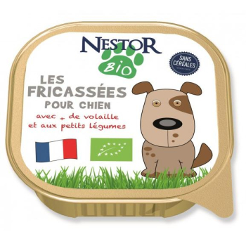 NESTOR BIO Fricassée bio pour petit chien à la volaille et aux petits légumes