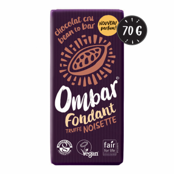 Chocolat Noir au coeur truffé Noisette 70g Bio - Ombar