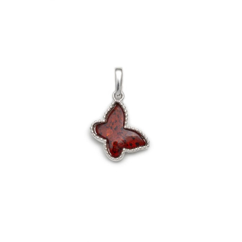 Pendentif Ambre et Argent Papillon - Élégance à Petit Prix