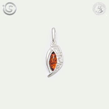 Pendentif ambre et argent.