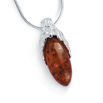 Collier ambre et argent.