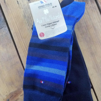 Lot de 2 paires de chaussettes coton (bleu)
