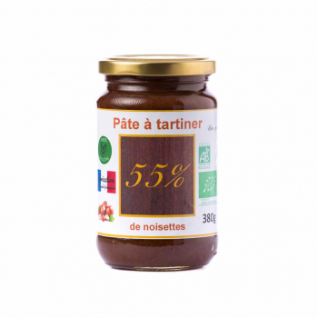 Pâte à tartiner bio 55% de noisettes - 380g - DDM : 18/07/2023