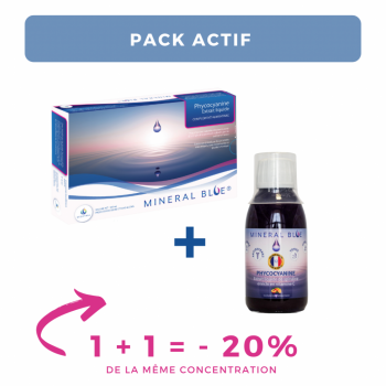 Phycocyanine / Extrait liquide de spiruline - Pack "actif" - 500 mL + sirop 150 mL - 12 g/L