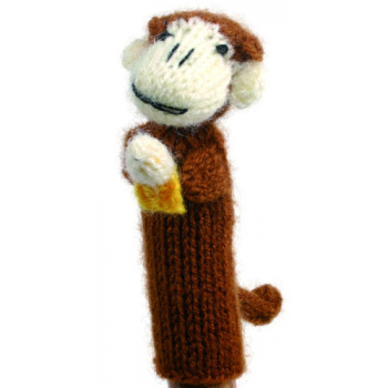 Marionette tricotée "singe avec banane"