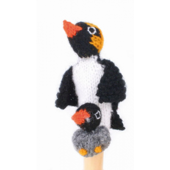 Marionette tricotée "pingouin avec enfant"