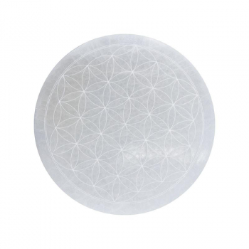 Disque en sélénite "fleur de vie"