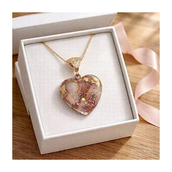 Pendentif orgonite coeur new quartz rose