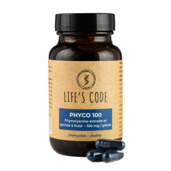 Phyco 100 : Phycocyanine lyophilisée nature 100 mg par gélule - 90 Gélules végétales